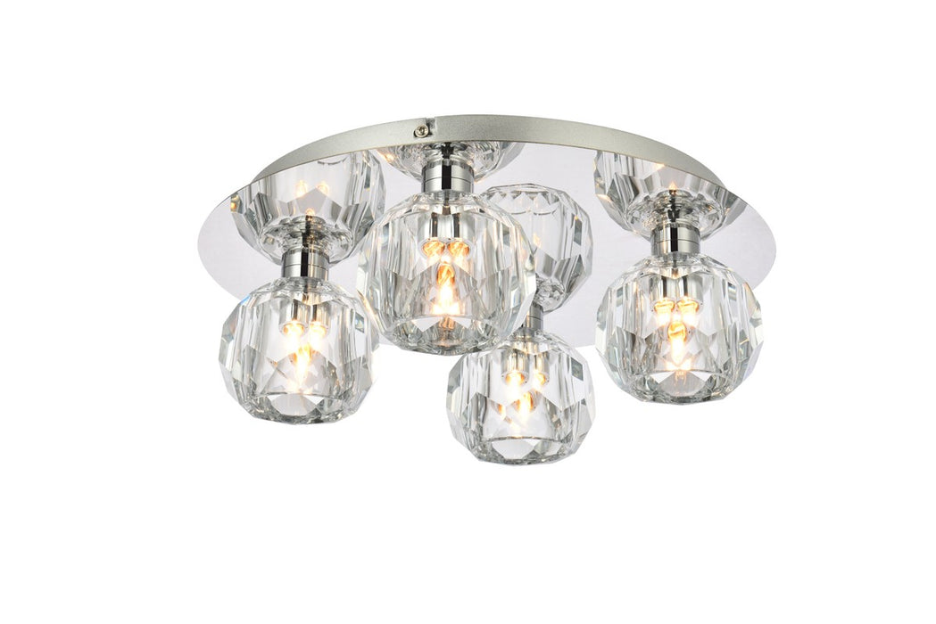 Elegant Lighting 3509F14C Four Light Flush Mount, Chrome