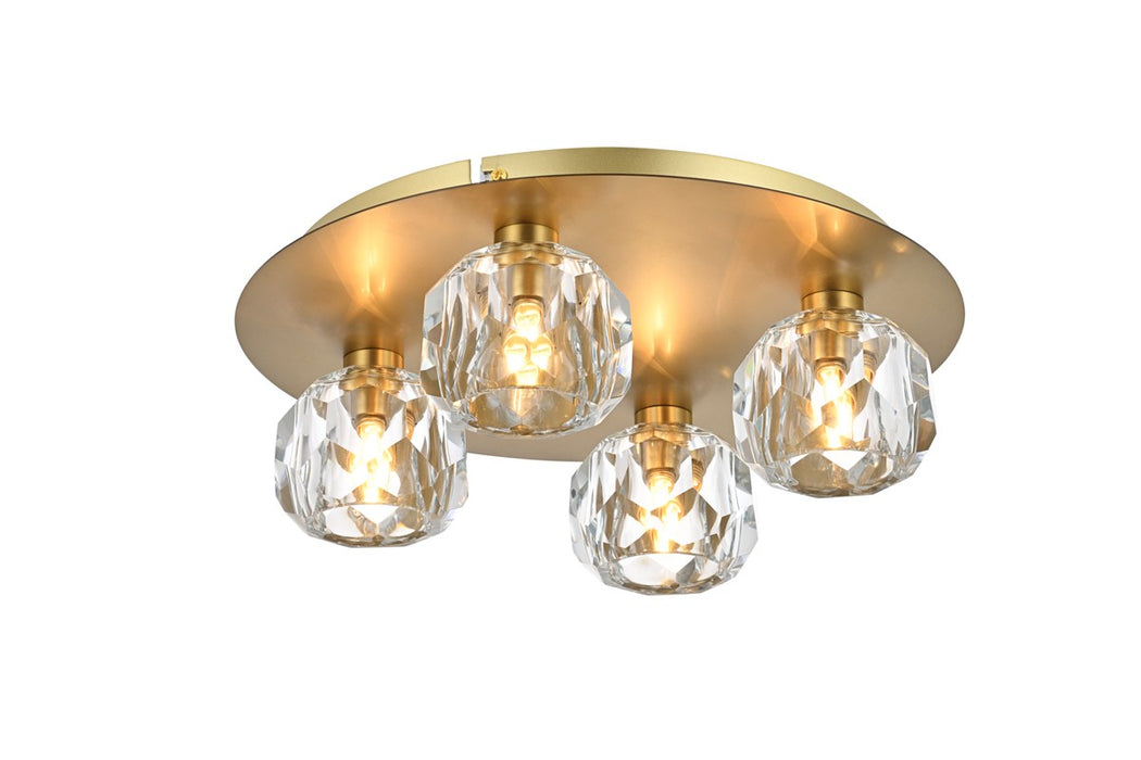 Elegant Lighting 3509F14G Four Light Flush Mount, Gold