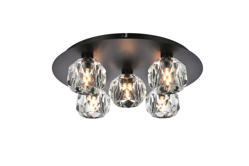 Elegant Lighting 3509F16BK Five Light Flush Mount, Nickel