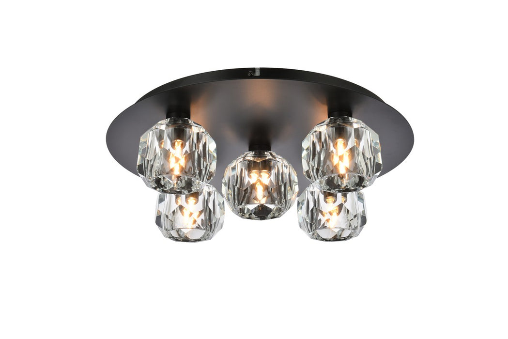 Elegant Lighting 3509F16BK Five Light Flush Mount, Nickel