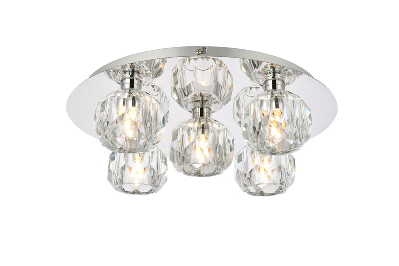 Elegant Lighting 3509F16C Five Light Flush Mount, Chrome