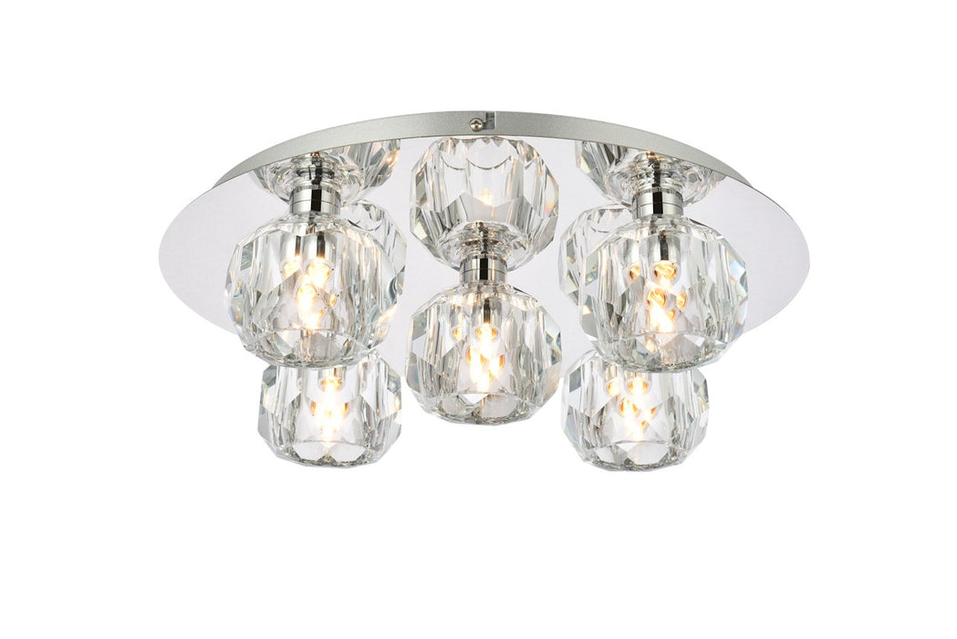 Elegant Lighting 3509F16C Five Light Flush Mount, Chrome