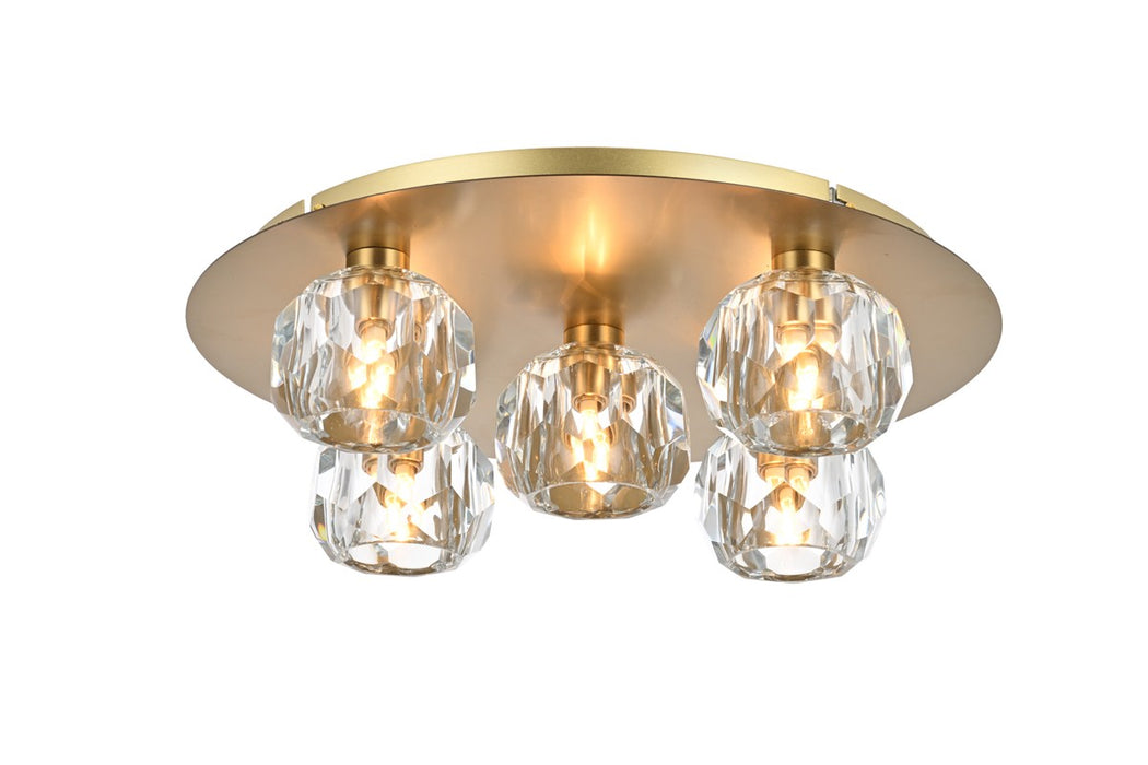 Elegant Lighting 3509F16G Five Light Flush Mount, Gold