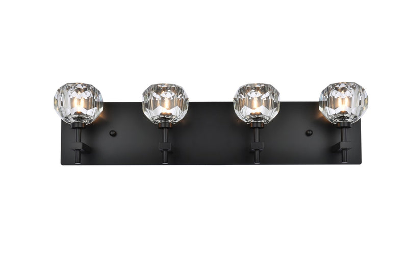 Elegant Lighting 3509W25BK Four Light Wall Sconce, Black