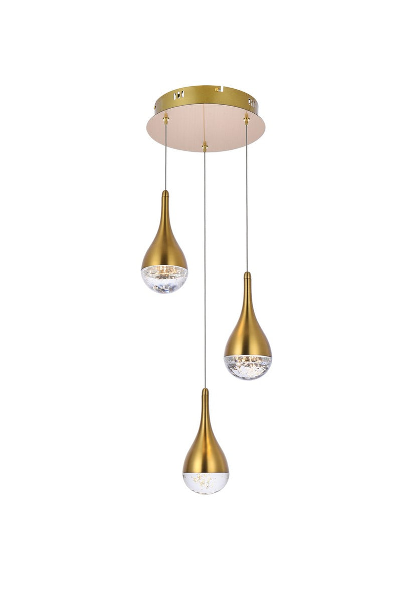 Elegant Lighting 3803D12SG LED Pendant, satin gold