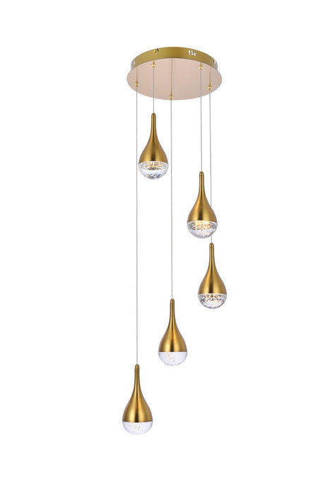 Elegant Lighting 3805D14SG LED Pendant, satin gold