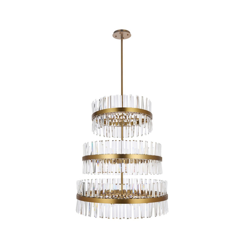 Elegant Lighting 6200G36L3SG 46 Light Chandelier, Satin Gold