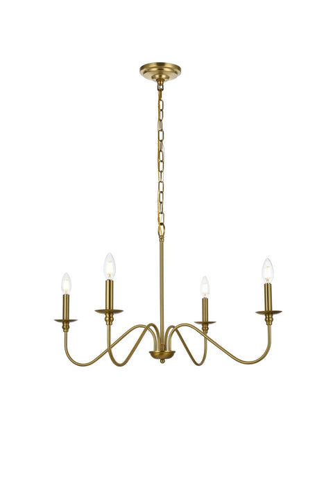 Elegant Lighting LD5006D30SG Four Light Chandelier, Satin Gold