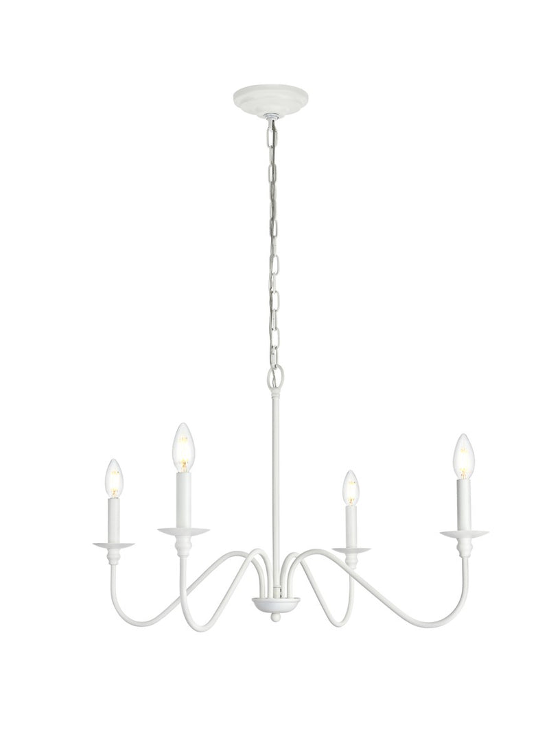 Elegant Lighting LD5006D30WH Four Light Chandelier, White