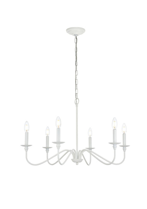 Elegant Lighting LD5006D36WH Six Light Chandelier, White