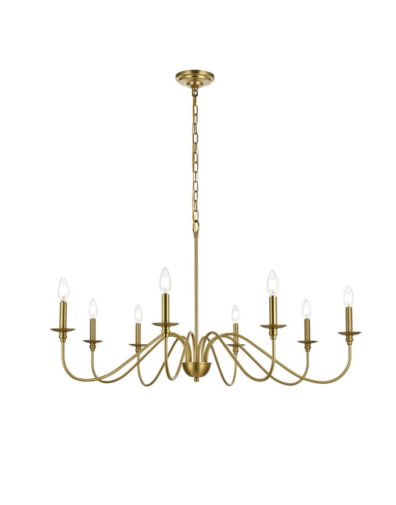 Elegant Lighting LD5006D42SG Eight Light Chandelier, Satin Gold