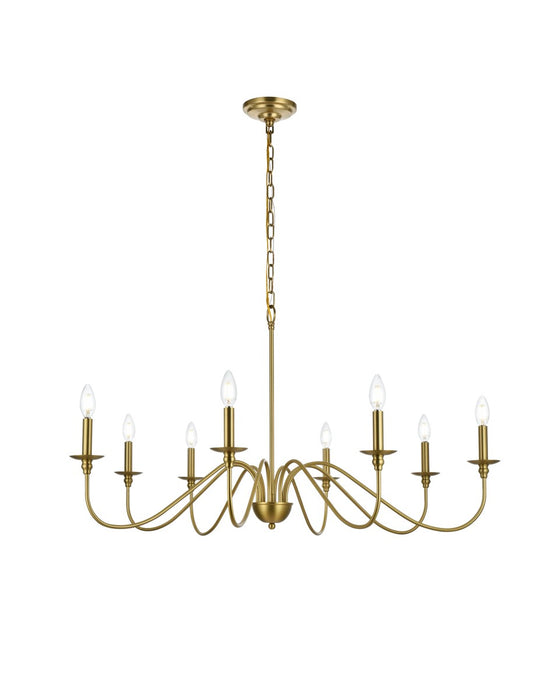 Elegant Lighting LD5006D42SG Eight Light Chandelier, Satin Gold