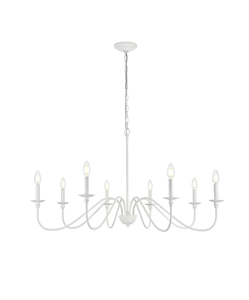 Elegant Lighting LD5006D42WH Eight Light Chandelier, White