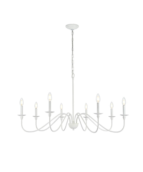 Elegant Lighting LD5006D42WH Eight Light Chandelier, White