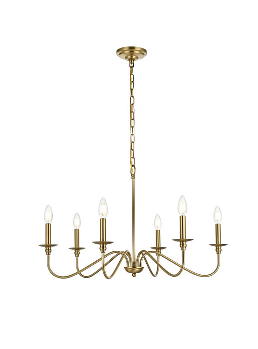Elegant Lighting LD5056D30SG Six Light Chandelier, Satin Gold