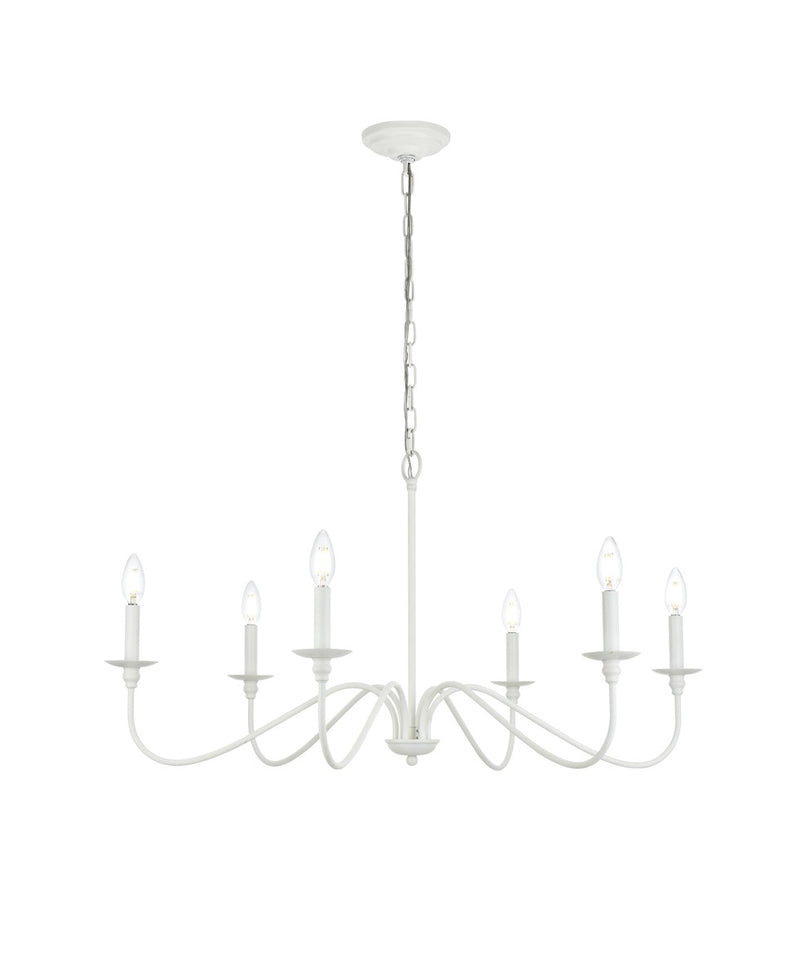 Elegant Lighting LD5056D30WH Six Light Chandelier, White