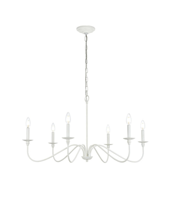 Elegant Lighting LD5056D30WH Six Light Chandelier, White