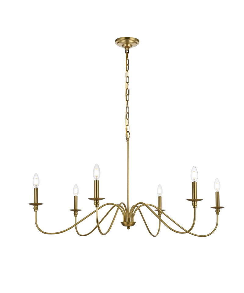 Elegant Lighting LD5056D42SG Six Light Chandelier, Satin Gold