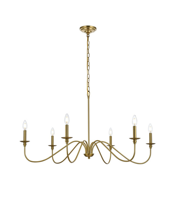 Elegant Lighting LD5056D42SG Six Light Chandelier, Satin Gold