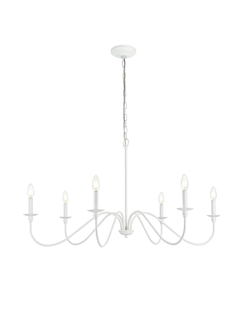 Elegant Lighting LD5056D42WH Six Light Chandelier, White