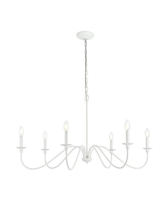 Elegant Lighting LD5056D42WH Six Light Chandelier, White