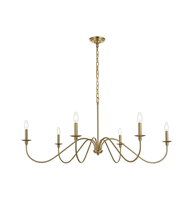 Elegant Lighting LD5056D48SG Six Light Chandelier, Satin Gold