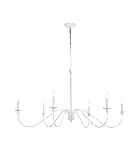 Elegant Lighting LD5056D48WH Six Light Chandelier, White