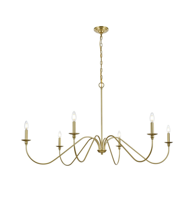 Elegant Lighting LD5056D54BR Six Light Chandelier, Brass