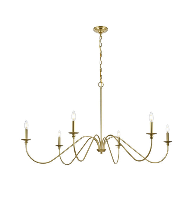 Elegant Lighting LD5056D54BR Six Light Chandelier, Brass