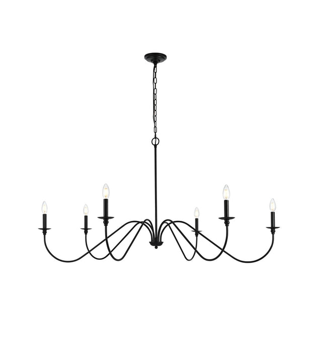 Elegant Lighting LD5056D54MB Six Light Chandelier, Matte Black