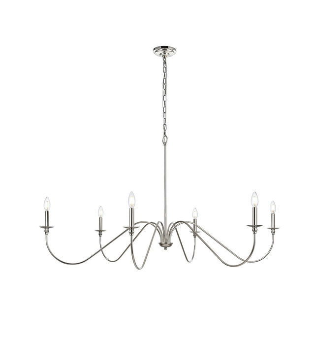 Elegant Lighting LD5056D54PN Six Light Chandelier, Polished Nickel