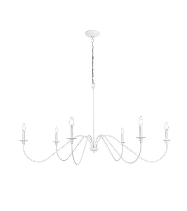Elegant Lighting LD5056D54WH Six Light Chandelier, White