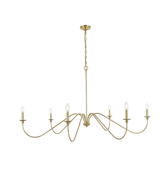 Elegant Lighting LD5056D60BR Six Light Chandelier, Brass