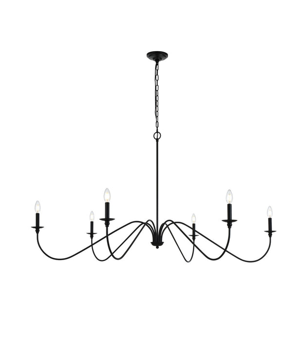 Elegant Lighting LD5056D60MB Six Light Chandelier, Matte Black