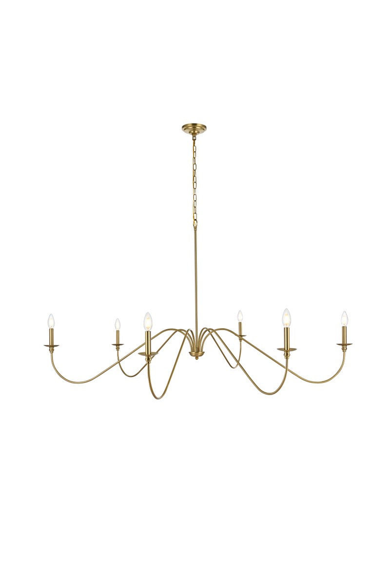 Elegant Lighting LD5056D60SG Six Light Chandelier, Satin Gold
