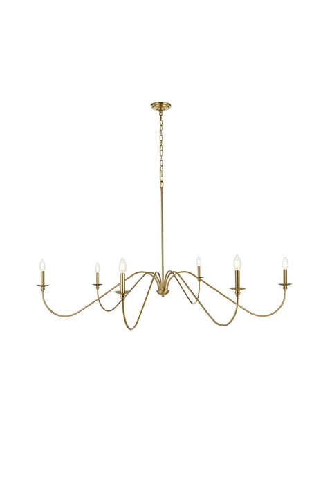 Elegant Lighting LD5056D60SG Six Light Chandelier, Satin Gold