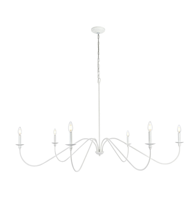 Elegant Lighting LD5056D60WH Six Light Chandelier, White