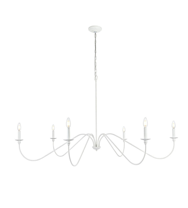 Elegant Lighting LD5056D60WH Six Light Chandelier, White