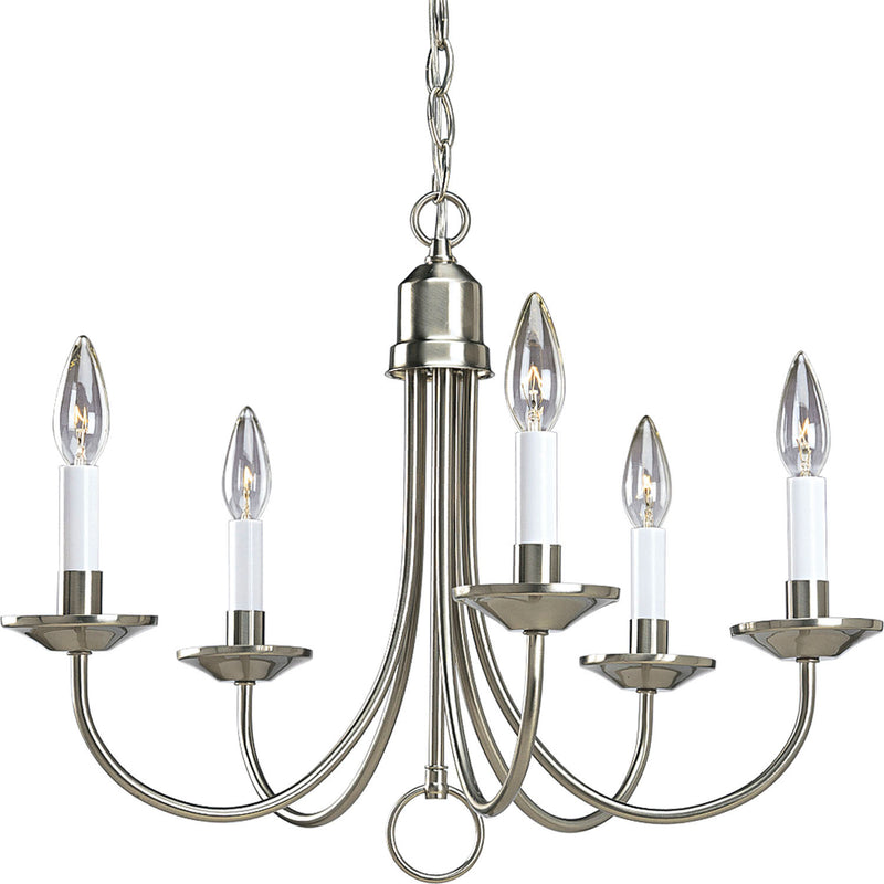 Progress Lighting P4008-09 Five Light Chandelier, Brushed Nickel