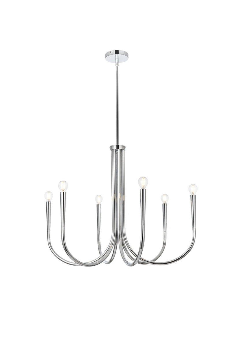 Elegant Lighting LD722D30C Six Light Chandelier, Chrome