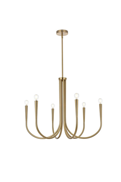 Elegant Lighting LD722D30SG Six Light Chandelier, Gold