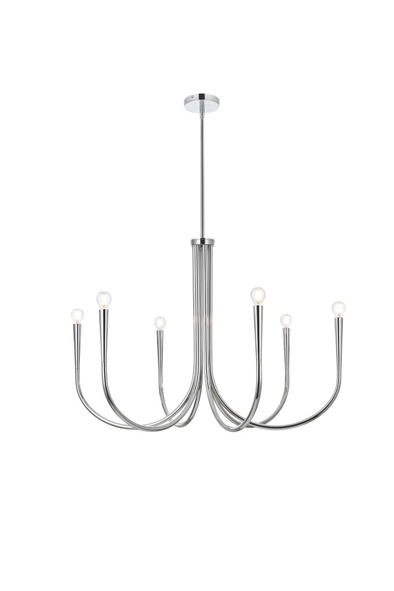 Elegant Lighting LD722D36C Six Light Chandelier, Chrome