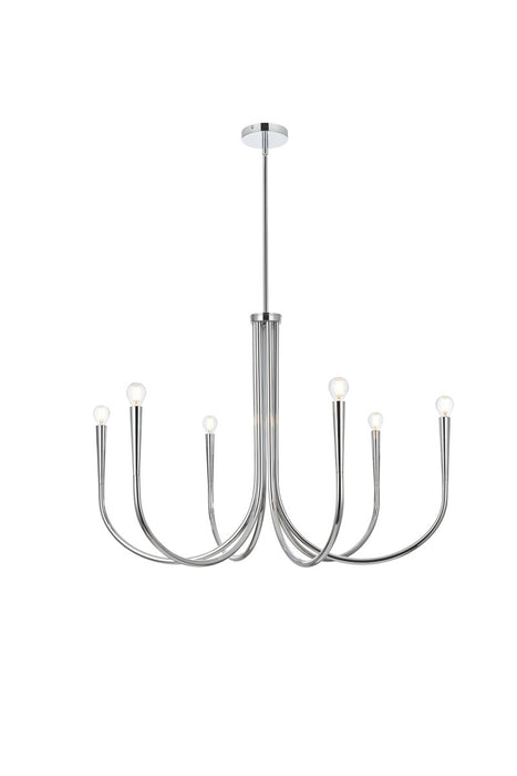 Elegant Lighting LD722D36C Six Light Chandelier, Chrome