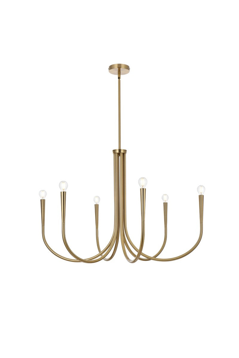 Elegant Lighting LD722D36SG Six Light Chandelier, Gold