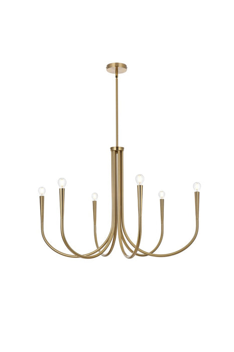 Elegant Lighting LD722D36SG Six Light Chandelier, Gold