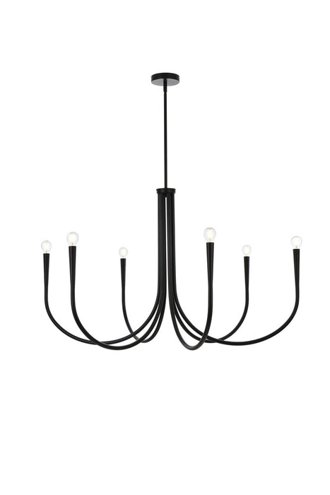 Elegant Lighting LD722D42BK Six Light Chandelier, Black