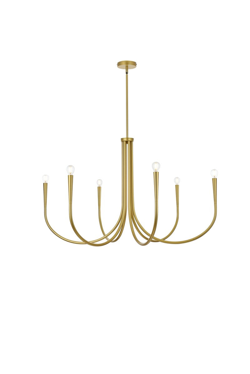 Elegant Lighting LD722D42BR Six Light Chandelier, Brass
