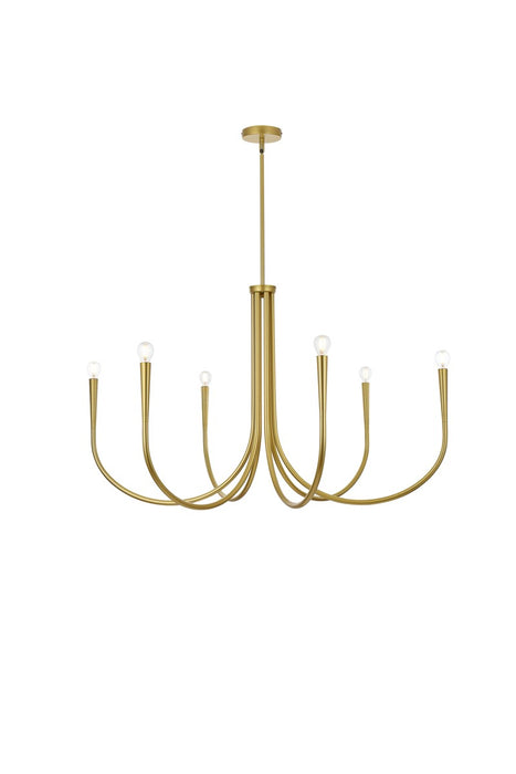 Elegant Lighting LD722D42BR Six Light Chandelier, Brass