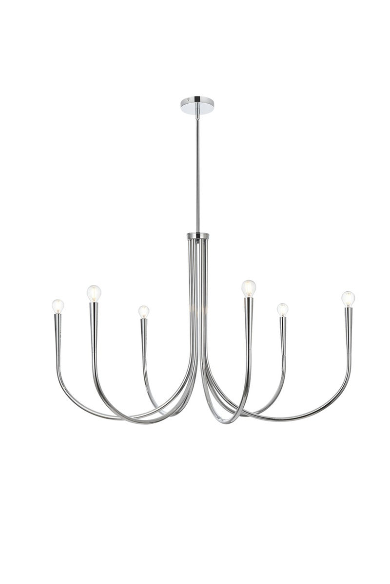 Elegant Lighting LD722D42C Six Light Chandelier, Chrome