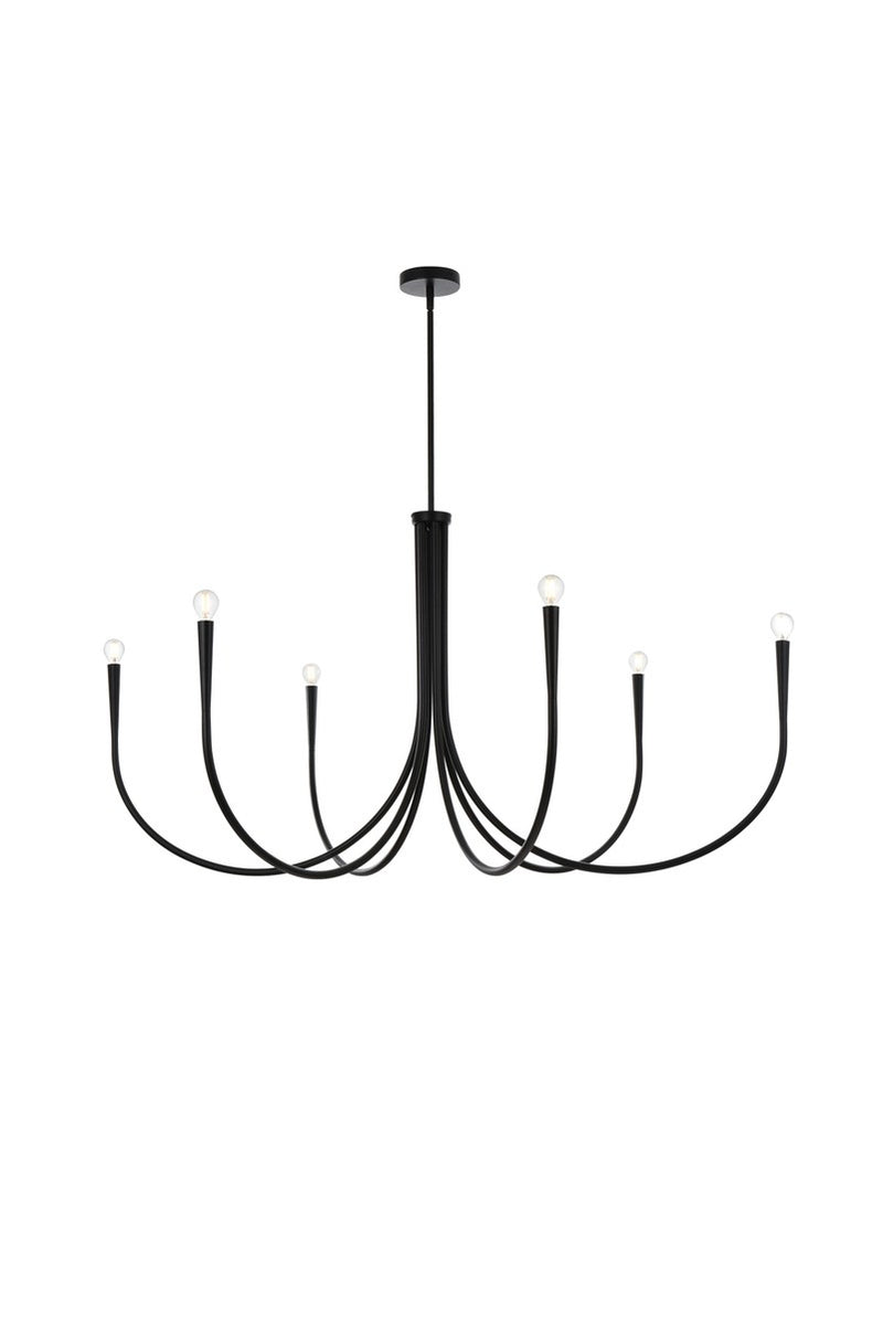 Elegant Lighting LD722D50BK Six Light Chandelier, Black